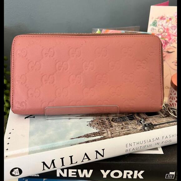 Gucci GG Guccissima Pink Leather Long Zip-a-round Wallet with GG Charm (GGXX036) - Picture 3 of 11